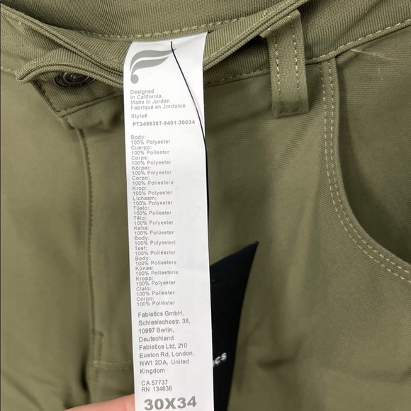Fabletics NWT men’s the don 5 pocket pants 30X34 - Picture 4 of 6